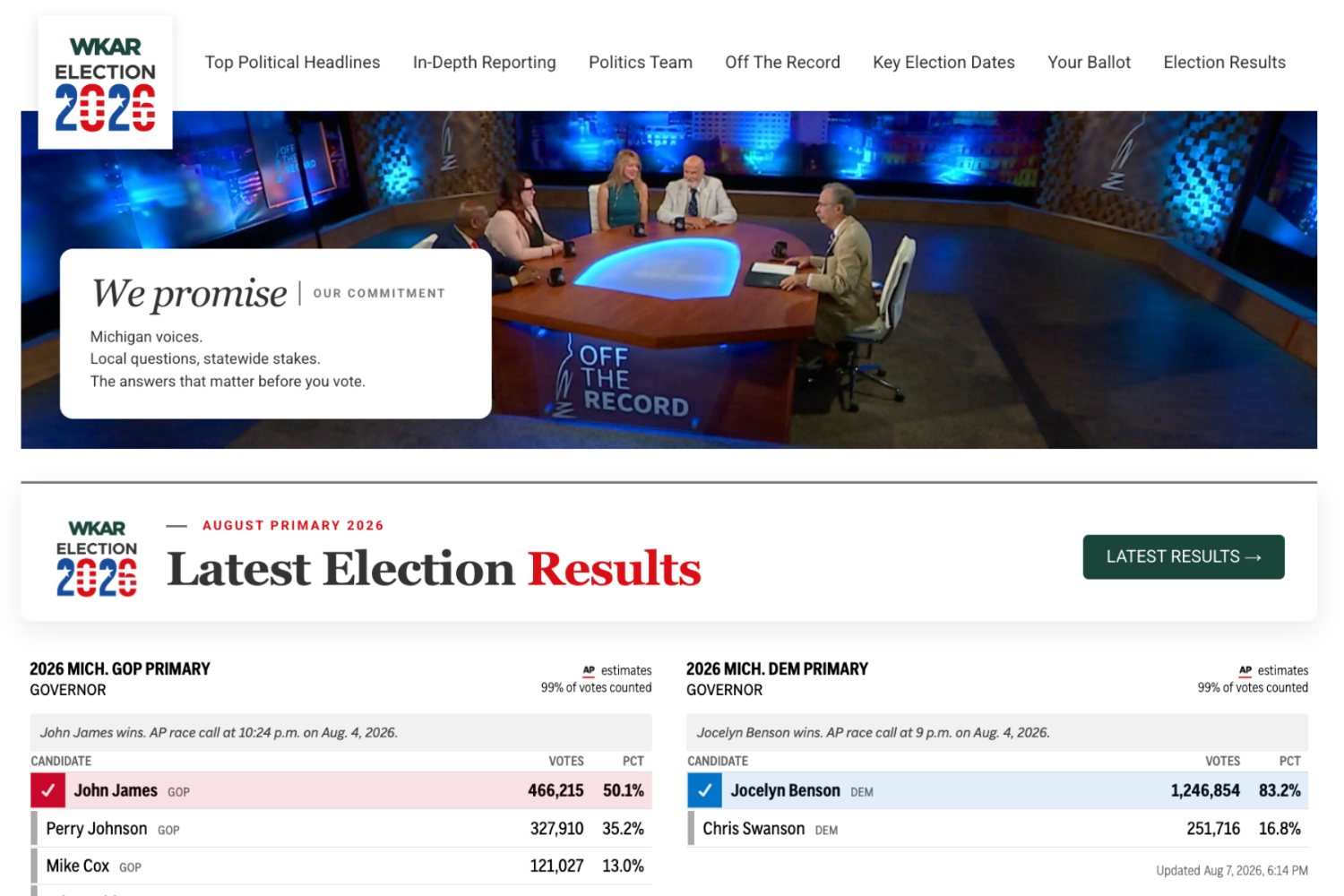 The WKAR Election 2026 destination