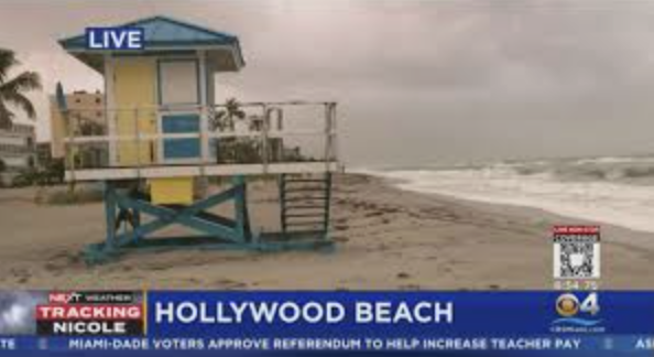 Hurricane Nicole coverage from Hollywood Beach