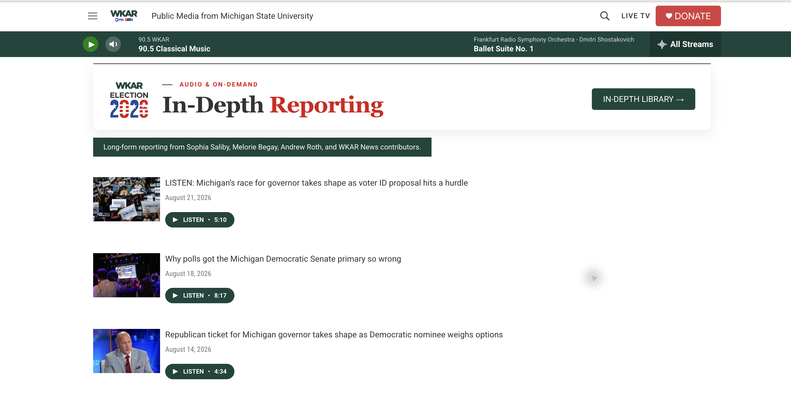 The live in-depth reporting library on the Election 2026 site