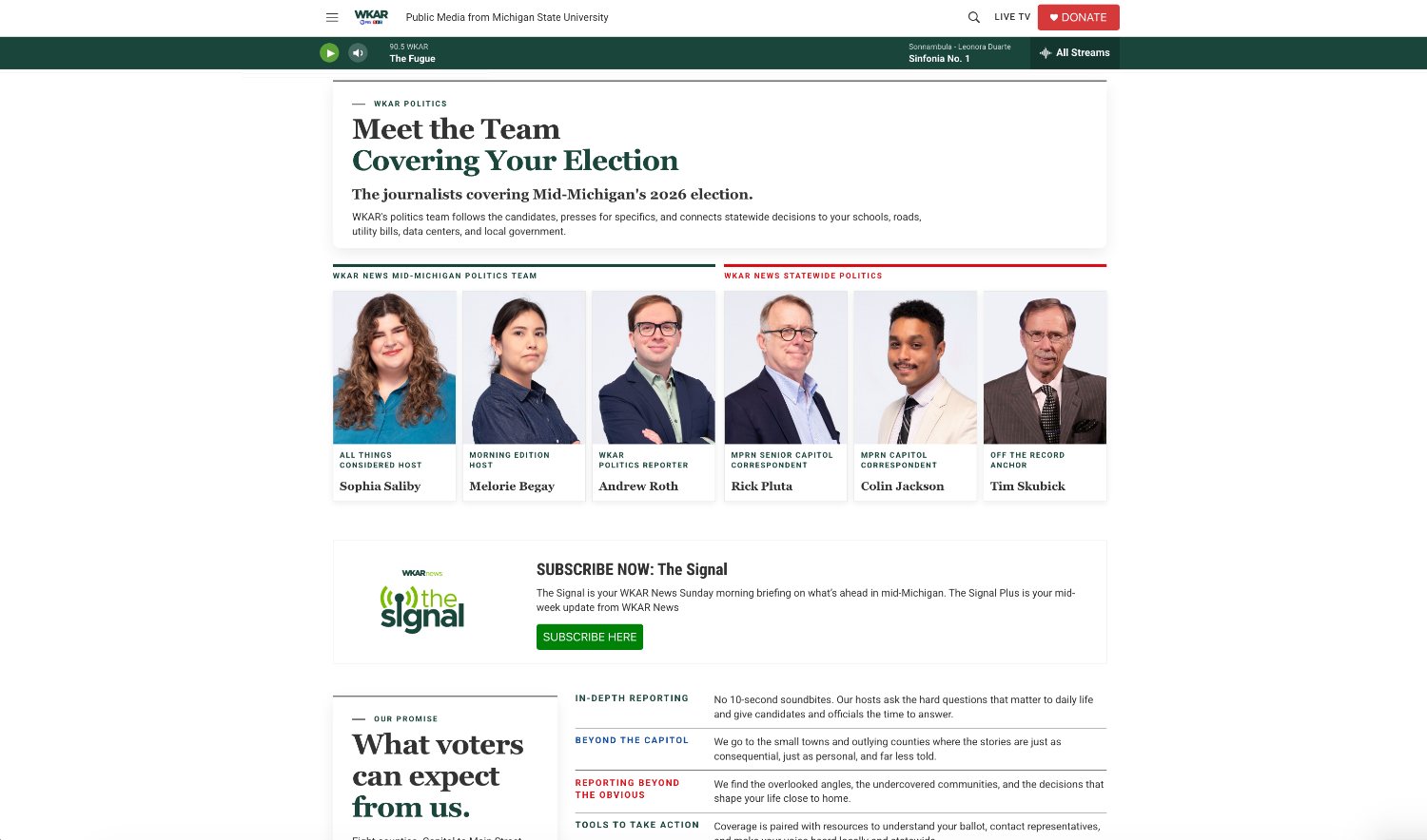 The WKAR politics team as published on the Election 2026 site